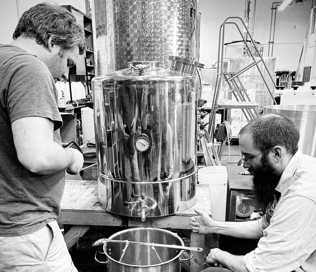 Matt and Nate Making Tea at Blackfish Spirit Distillery